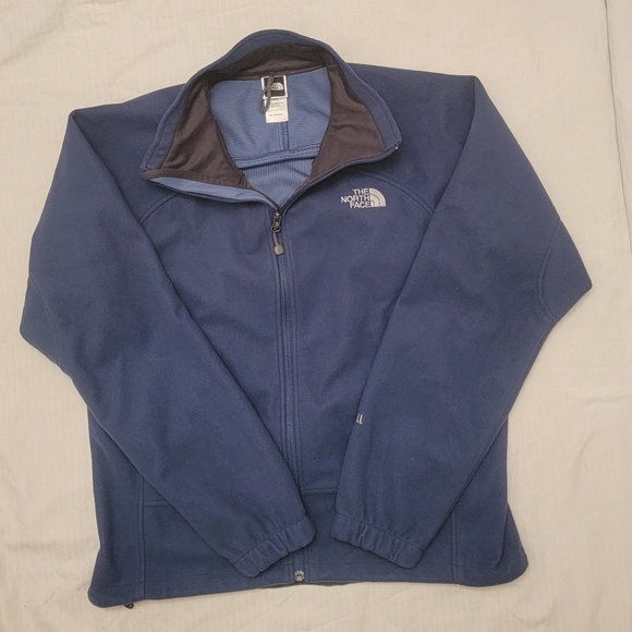 The North Face Windwall Fleece Jacket Mens Small Pockets Embroidered Logo Blue - Picture 2 of 16